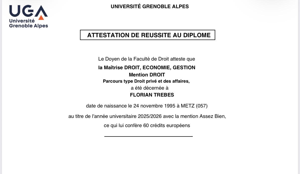 Maîtrise Droit, Économie, Gestion — Mention Droit, Parcours Droit Privé et des Affaires